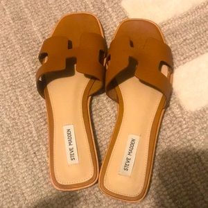Steve Madden Sqaure Toe Hawthorne Sandal brown leather Size 9